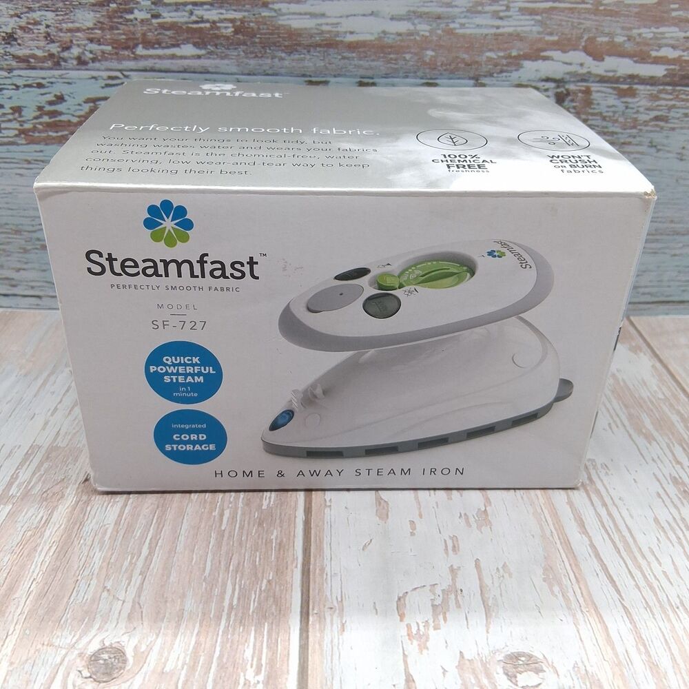 Steamfast Mini Steam Iron Travel SF-727 Intregrated Cord Storage Variable Temps